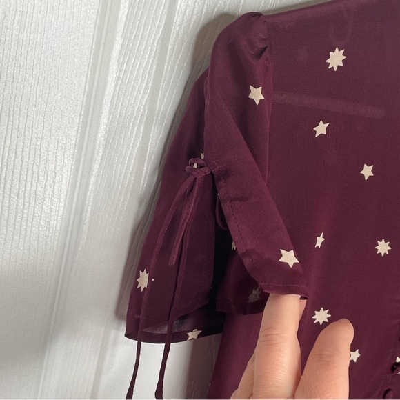 Madewell Silk Belle Top in Star Mix in Holiday Rich Plum Academia 70s Vibe 0 - Picture 8 of 13